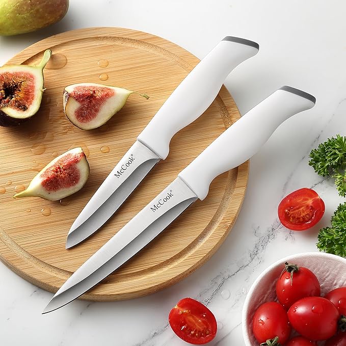 McCook짰 Knife Sets, German Stainless Steel Kitchen Knife Block Sets with Built-in Sharpener