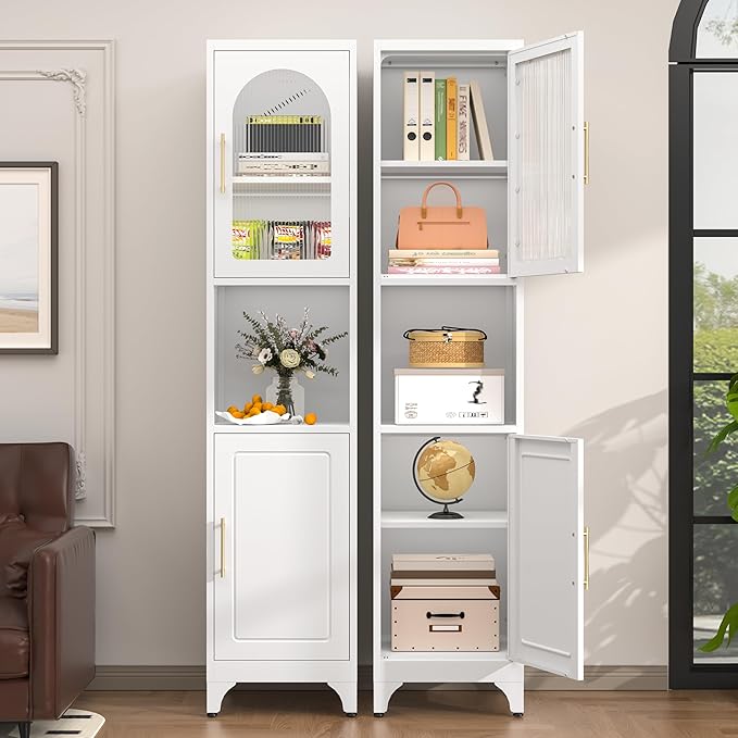 Tall Bathroom Storage Cabinet,Freestanding Storage Cabinet with Doors and Shelves,Slim Bathroom Cabinets,Small Cabinets for Living Room