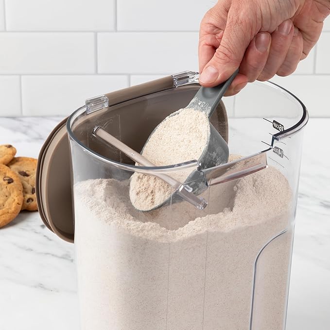 ProKeeper+ Airtight Food Storage Container Set ??Clear Plastic Flour and Sugar Canister Set with Magnetic Accessories for Kitchen Organization (Taupe, 9-Piece)