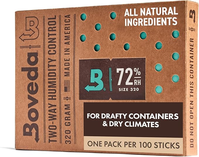 Boveda 72% Two-Way Humidity Control Pack For Large Wood Humidifier Boxes ??Size 320 ??Single ??Moisture Absorber ??Humidifier Pack ??Individually Wrapped Hydration Packet