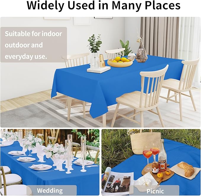 Easy-Going Faux Linen Waterproof Spill-Proof Tablecloth Stain Resistant Rectangle Table Cloth Wrinkle Free Decorative Fabric for Kitchen, Dining, Party, Weddings, Restaurants (60x102 in, Royal Blue)