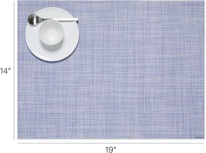 Chilewich Mini Basketweave Placemats in Periwinkle - Set of 4 - Easy Care Woven Tabletop Textiles - Indoor/Outdoor - 19" x 14" Rectangle