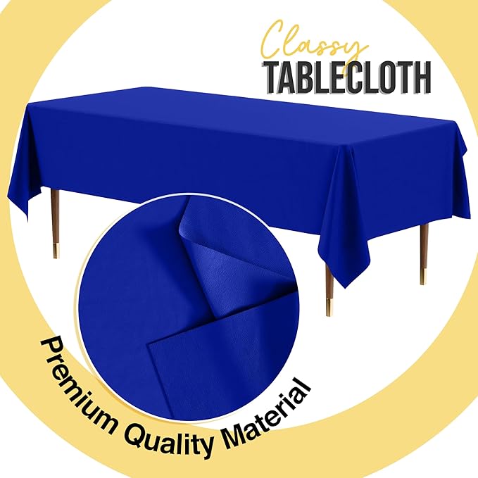 Exquisite 66% Thicker Premium Plastic Table Cloth Rectangle Table Cover 0.5 Mil 24 Pack Dark Blue Table Cloth 54 Inch x 108 Inch Disposable Tablecloth Won't Tear Easily Like Cheap Thin Brands