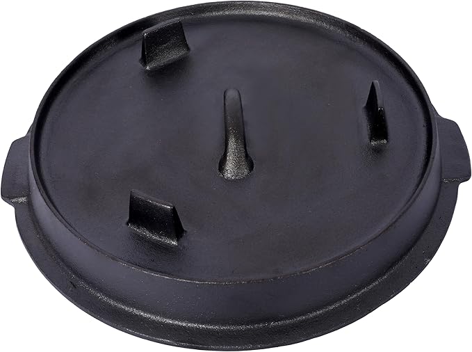 Cast Iron Camping Dutch Oven with Lid Lifter and Rack, 2-In-1 Pre-Seasoned Skillet Lid Cooking Pan with Pull Ring, Use on the Stove, on the Grill, Campfire & Stovetop Safe, 4.5 Quart/6 Quart/8 Quart/12 Quart (12 QT with Lid lifter & Rack)