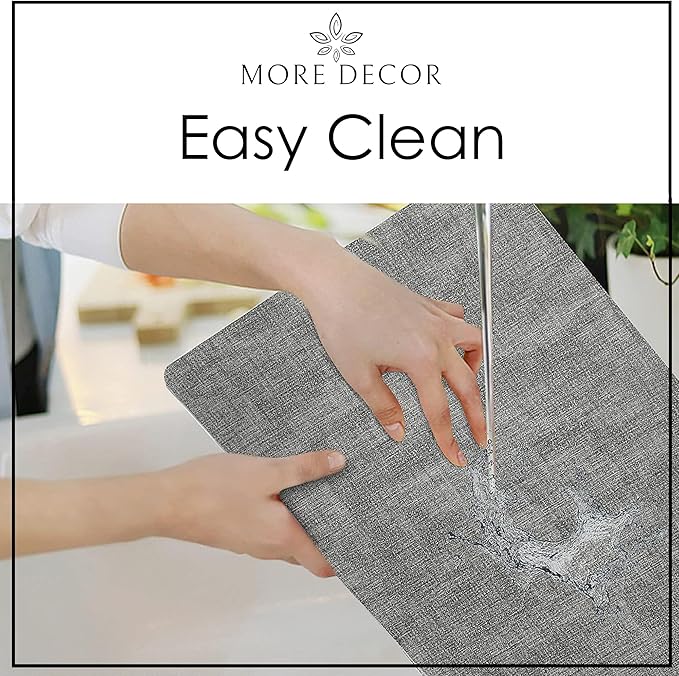 More D챕cor Faux Leather Placemats Set of 6 for Dining Table ??Waterproof, Wipeable, Washable, Stain & Heat Resistant, Non-Slip Table Mats ??12 X 17 Inch, Light Grey