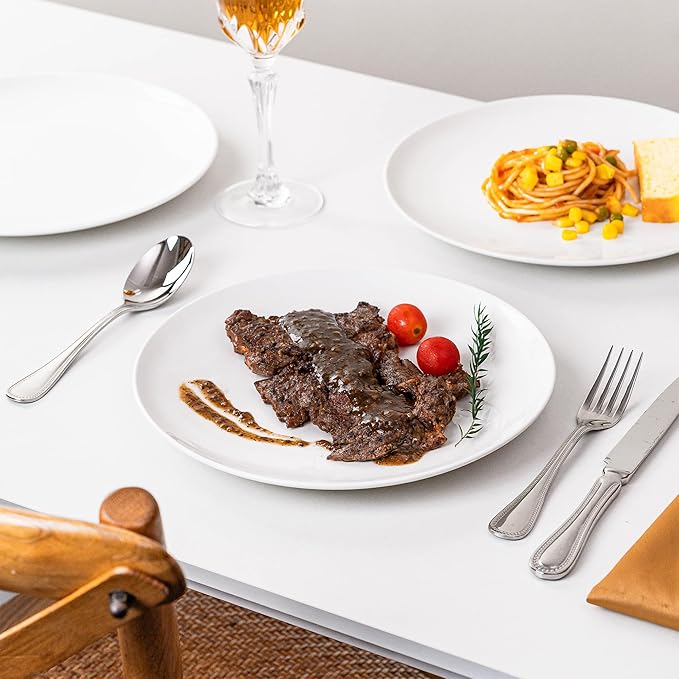 White Dinner Plates Set of 6, 10 Inch Ceramic Plates ??White Porcelain Dinner Plates for Kitchen, Serving & Everyday Use, Microwave & Dishwasher Safe