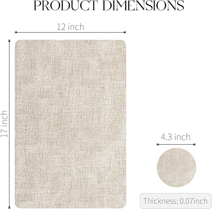 MOSAYT Placemats Set of 4, Heat Resistant Vinyl Place Mats with Coasters, 100% Waterproof Wipeable & Washable Faux Leather Table Mats for Kitchen Dining Party Indoor Outdoor, 12" x 17", Beige