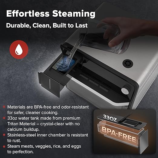 Nuwave PFAS-Free Steam Oven & Air Fryer, All-in-One Convection Cooker with Precision Steam Control, Toast, Air Fry, Sous Vide, Steam & More, Juicier Meats, 120 Presets, 50??50°F, Stainless Steel