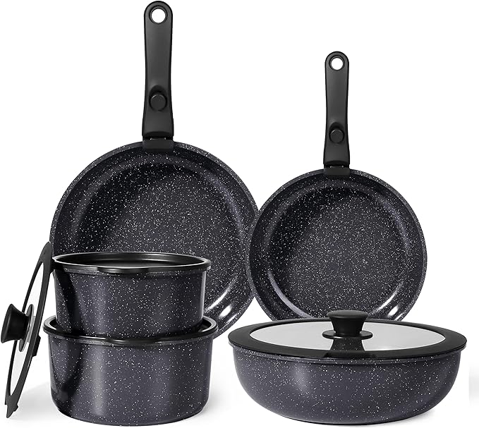 GiPP Ceramic Pots and Pans Set Non Stick, 11 Piece Nonstick Detachable Handle Cookware Sets, Non Toxic Induction Kitchen Pot and Pan with Removable Handle, Healthy RV Cookware, Dishwasher 竊냀ven Safe