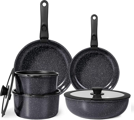 GiPP Ceramic Pots and Pans Set Non Stick, 11 Piece Nonstick Detachable Handle Cookware Sets, Non Toxic Induction Kitchen Pot and Pan with Removable Handle, Healthy RV Cookware, Dishwasher 竊냀ven Safe