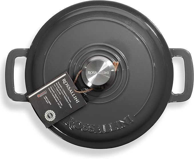 Signature Enameled Cast Iron Dutch Oven, Non-Stick Serving Pot with Tight Fitting Lid for Perfect Roasting, Baking, Sauteing, and Bread Making | 3.5Q (3.3L) - Oyster Grey