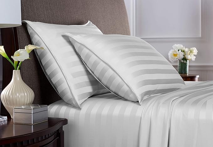 Pure Bamboo Full Sheets, Genuine 100% Organic Viscose Derived from Bamboo Bed Sheet Set, Luxuriously Soft & Cooling, Double Stitching, 2 Year Quality Promise (Full, Jacquard White)