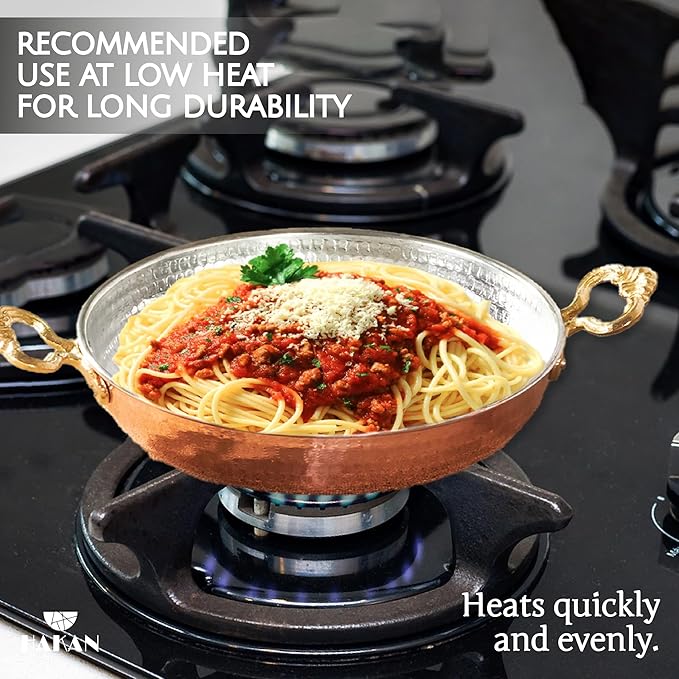 Hakan Copper Egg Pan for Cooking | Handmade Small Frying Pan | Hammered Skillet with Double Handles for Omelette | Authentic Kitchen Cookware & Copper Gifts Idea, 6.3??(16 cm)