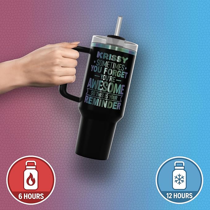 Personalized Inspirational Tumbler, Inspirational Gifts for Men Dad Father Wife Sister Women, Custom Birthday For Him Her, Customized You?셱e Awesome Tumbler, Teacher Coworker Gifts 40oz Black Prism