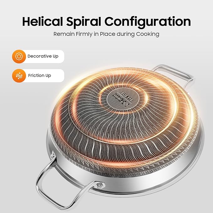 12 inch Frying Pan Nonstick with Lid Stainless Steel PFOA Free Cookware Dishwasher Induction Oven Broiler Safe, Non Stick Stainless Steel Skillets Compatible with All Cooktops