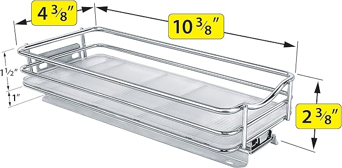 LYNK PROFESSIONAL짰 Pull Out Spice Rack Organizer for Inside Kitchen Cabinets - 4-3/8 inch Wide - Slide Out Drawer ??Chrome Sliding Spice Cabinet Organization Shelf Racks - 1 Tier