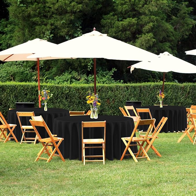 sancua 120 Inch Round Tablecloths Black, 6 Pack - Circle Fabric Cloth Table Cloths for Wedding Party Reception Banquet Birthday, Washable Polyester Table Cover (Fit 30-72 Inch Tables)