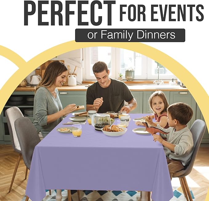 Exquisite 66% Thicker Premium Plastic Table Cloth Rectangle Table Cover 0.5 Mil 24 Pack Lavender Table Cloth 54 Inch x 108 Inch Disposable Tablecloth Won't Tear Easily Like Cheap Thin Brands