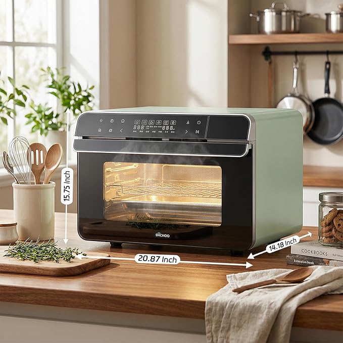 ROBAM Toaster Steam Combi Oven, Countertop Air Fryer 20-in-1 Oven with Convection & Grill, Stainless Steel Interior, 3-Layer Insulated Glass Door, 3 Steam Modes, 30 Built-In Recipes (Blue)