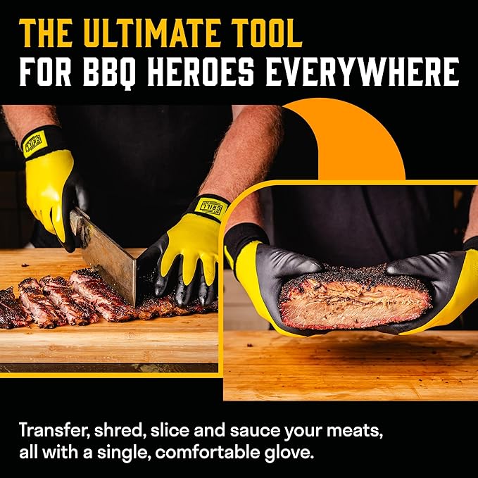 Hey Grill Hey Pitmaster Gloves | BBQ Gloves | Heat Protection up to 500째F or 260째C | High Temp Resistance | Fireproof Glove for Grilling Smoking Barbecue | Washable Mitts | Waterproof | Size - Medium