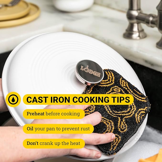 Lodge 3.6 Quart Enameled Cast Iron Covered Casserole with Lid ??Dual Handles ??Oven Safe up to 500째 F or on Stovetop - Use to Marinate, Cook, Bake, Refrigerate and Serve ??Desert Sage