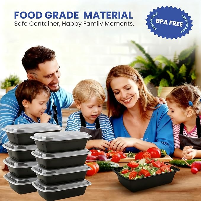 15 Pack 32oz Meal Prep Containers Reusable BPA-Free, Disposable Food Storage Containers with Lids, Bento Box Leakproof To Go Food Containers, Microwave Freezer Dishwasher Safe