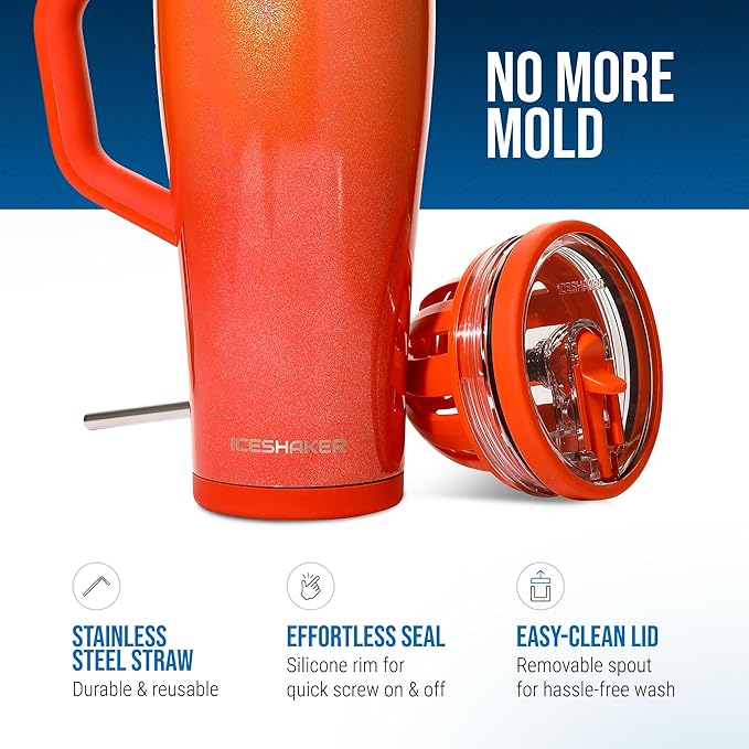 Ice Shaker 32 oz Tumbler with Handle and Straw | 32oz Show Girl | Cold for 30+ Hours | 2-in-1 Tumbler Shaker Bottle | Odor-Free 32 ounce Bottle for Water, Protein Shakes, Smoothies, Cocktails
