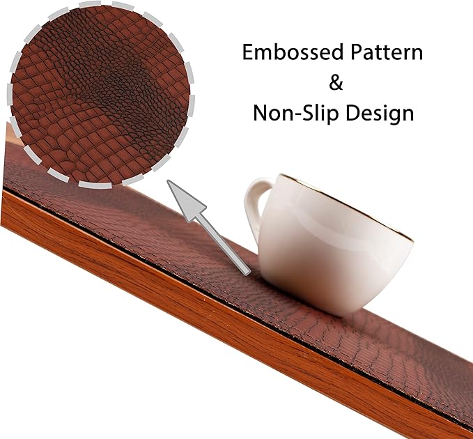 Faux Leather Hardboard Placemats, Set of 6 PU Table Mats, Easy to Clean, Heat & Stain Resistant for Office Conference Table, Dining Home Decor, Brown
