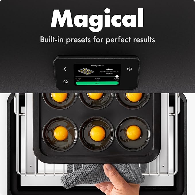 CHEF iQ MiniOven Smart Toaster Oven Air Fryer Combo, 11-in-1 Countertop Convection Oven, Bake, Broil, Air Fry, Broil, Dehydrate, 1750W, 25 Qt Capacity, Fast Cooking with Touchscreen Controls ??Black