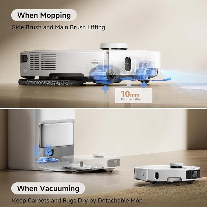 Mova P50 Pro Ultra Robot Vacuum and Mop, 19,000Pa Suction with Anti-Tangle Brush, Removable & Liftable Mop for Carpet & Floor, 167??Mop & Washboard Self Drying & Cleaning, Auto Empty & Refill
