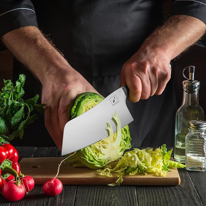 imarku Kitchen Knife, 7 Inch Ultra Sharp Butcher Knife - Japanese SUS440A Stainless Steel Meat Cleaver with Ergonomic Handle, Meat Knife for Home, Kitchen, Restaurant - Christmas Gifts