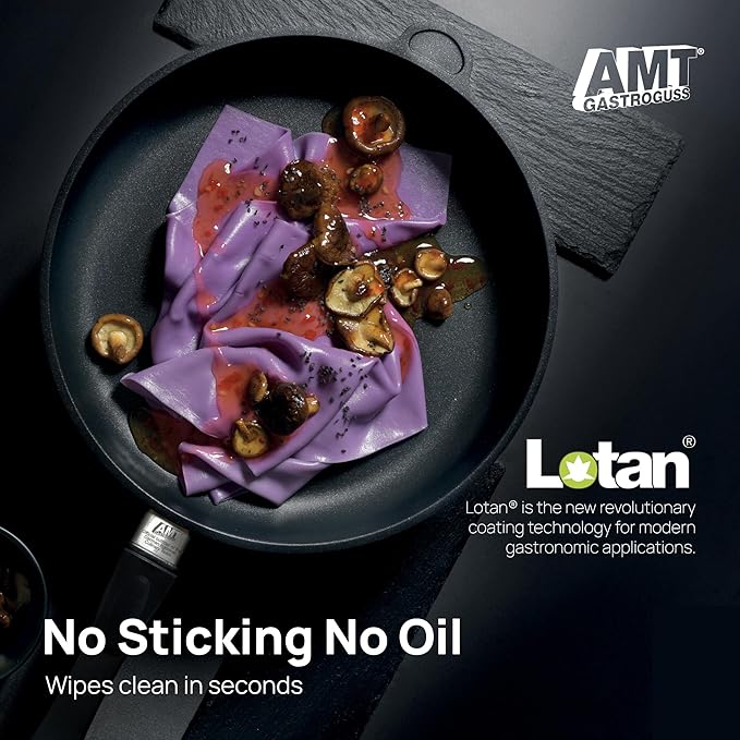 AMT Gastroguss The World쨈S [.] Frying pan Induction, Diameter 28 cm, Height 5 cm, cast Aluminium (Aluminium), Lotan짰 Non-Stick Coating for Fat-Free-Frying, AMZN-I-528-US