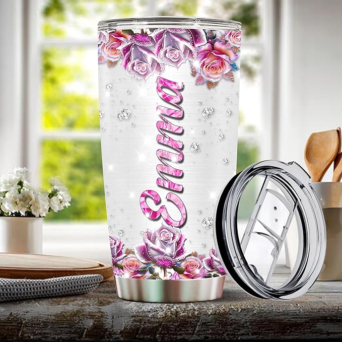 WONWIX Personalized Dachshund Themed Gifts for Women, Girls, Wife, Daughter, Insulated Stainless Steel Tumbler, Mug, Cup, Water Bottle, Perfect for Christmas, Birthday, Mother's Day, Valentine