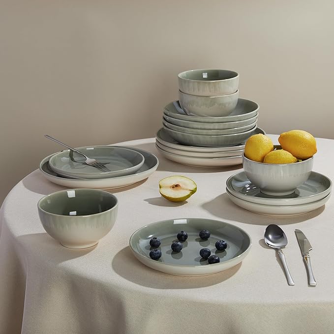 Dinnerware Sets Service for 12, Gradient Green