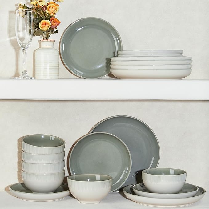 Dinnerware Sets Service for 12, Gradient Green