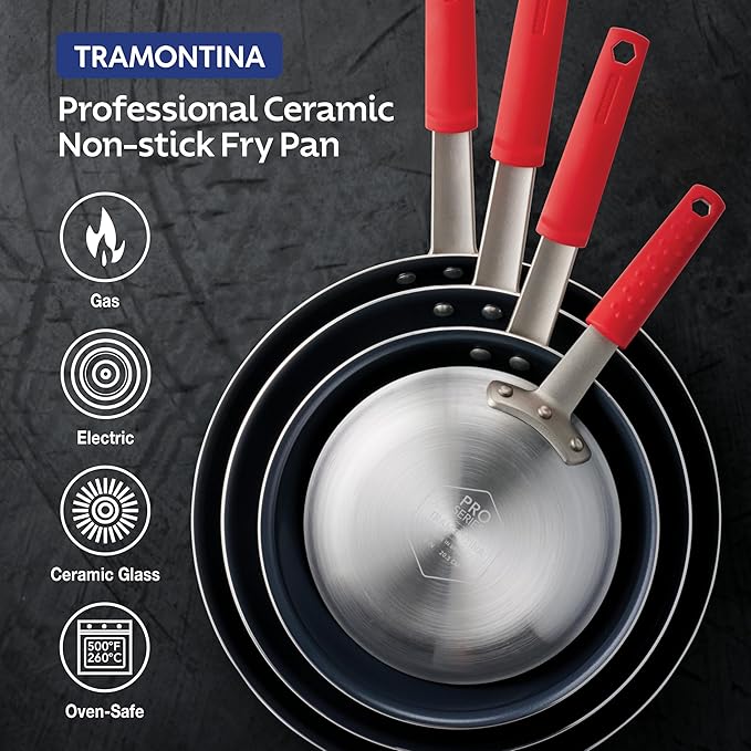 Tramontina Professional 10-Inch Ceramic Non Stick Frying Pan, Heavy-Gauge Aluminum Skillet with Ceramic Nonstick Coating, Dishwasher and Oven Safe, Black