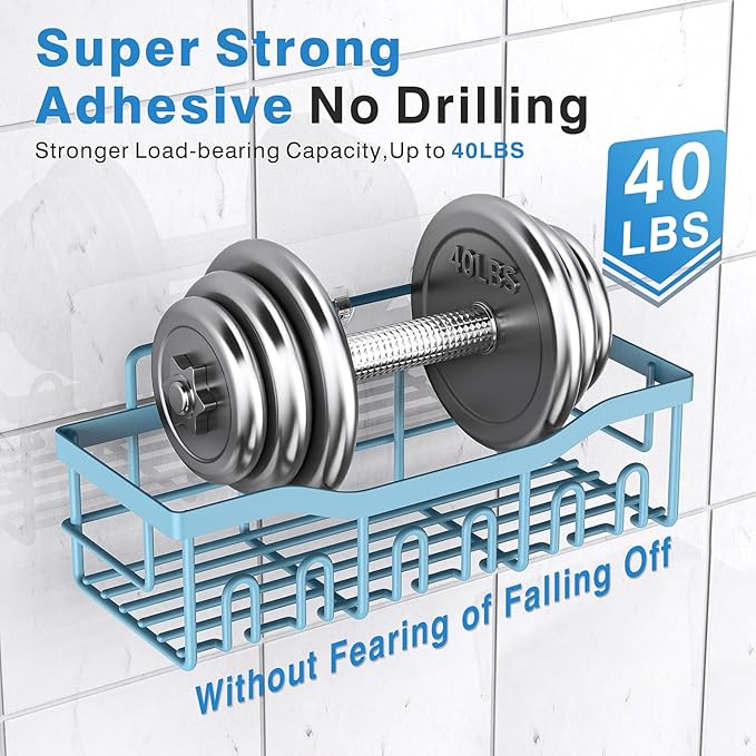 EUDELE 5-Pack Rustproof Stainless Steel Shower Caddy ??No Drill Adhesive Bathroom Organizer with Large Capacity, Spacious Shower Shelves for Inside Shower, Kitchen & Home Decor Storage-XL Size