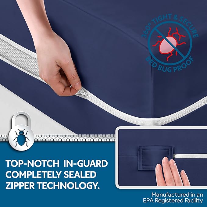 Guardmax Jersey Knitted California King Zippered Mattress Encasement - Waterproof & Bed Bug Proof Mattress Protector - Comfortable, Soft, and Noiseless Zippered Bedding - Dust Mite Proof (72x84 x12)