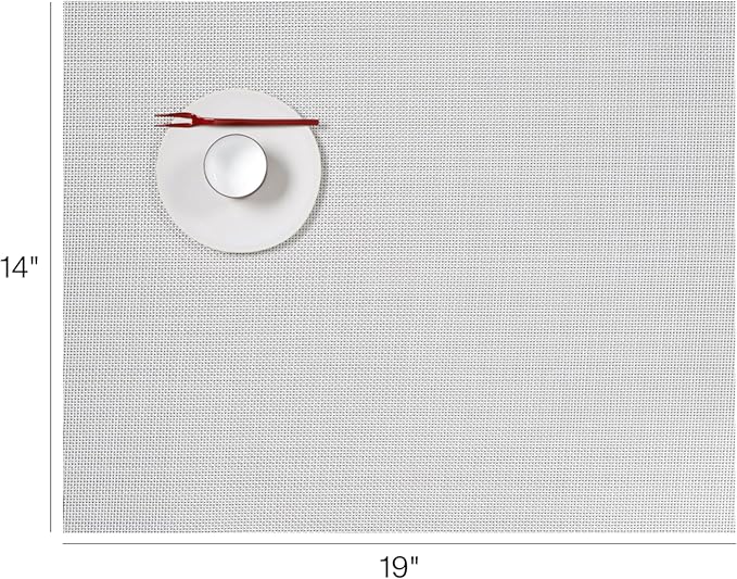 Chilewich Mini Basketweave Placemats in White - Set of 4 - Easy Care Woven Tabletop Textiles - Indoor/Outdoor - 19" x 14" Rectangle