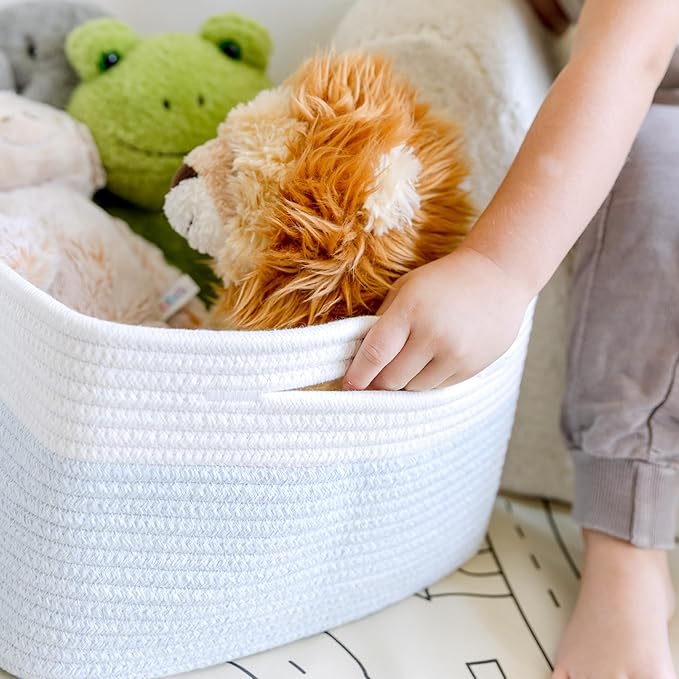 NaturalCozy Storage Baskets 16.8?쓝13?쓝7.6??Cotton Rope Woven Baskets for Organizing 3-Pack | Toy Storage Bins | Basket for Shelves, Laundry, Blanket, Clothes, Closet, Kitchen, Bathroom, Gifts