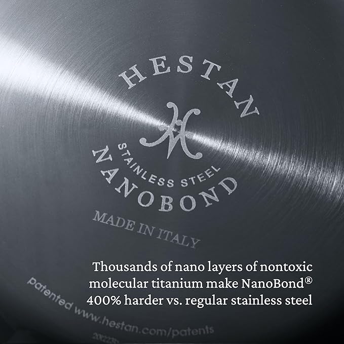 Hestan - NanoBond Collection - Titanium Stainless Steel 3.5-Quart Saut챕 Pan with Lid - Toxin, PFAS, & Chemical Free Clean Cookware, Induction Cooktop Compatible
