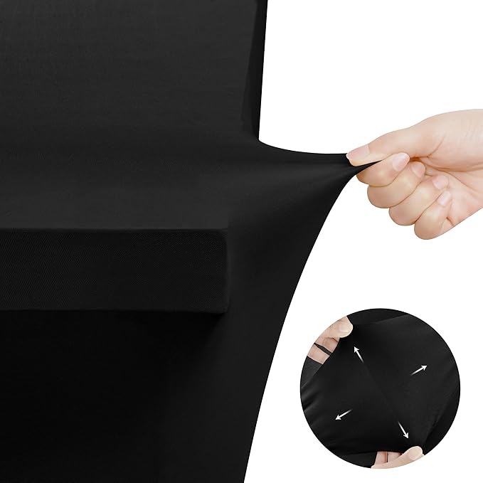 Utopia Kitchen Spandex Tablecloth 10 Pack [8FT, Black] Tight, Fitted, Washable and Wrinkle Resistant Stretch Table Cloth Rectangle Cover for Trade Show, Weddings & Parties [96Lx30Wx30H Inch]