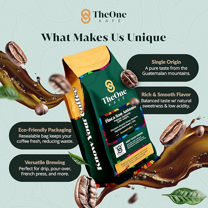 TheOne Kafé Guatemala Dark Roast Ground Coffee ??Organic, Single Origin, Premium Specialty Coffee, Ethically Sourced, Smooth & Rich Flavor ??Fresh Roasted for Espresso, Drip, Pour Over ??12 oz