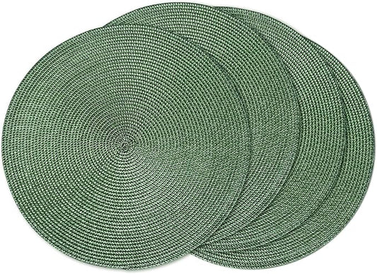 AHHFSMEI Round Braided Placemats 15 Inch Round Table Mats for Dining Tables Natural Woven Heat Resistant Place mats Set of 4 (Olive Green,4)