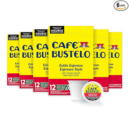 Caf챕 Bustelo Espresso Style Dark Roast Coffee, 72 Count Keurig K-Cup Pods