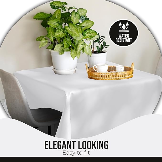 Party Solids 12-Pack White Square Plastic Disposable Tablecloth ??Size: 52 횞 52 Inches ??Square Table Cover for Parties, Picnics & Formal Events