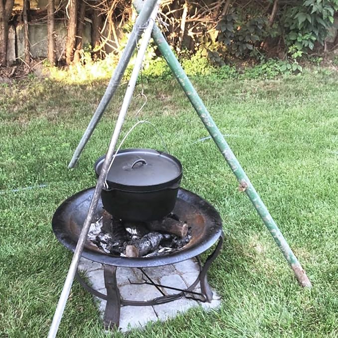 Cuisiland 16QT Cast Iron Dutch Oven with Lip Lid & Bail Handle ??Extra Large Pre-Seasoned Campfire Pot for Outdoor Cooking, Roasting, Baking & Stews ??Heavy-Duty Camping Cookware for Even Heat