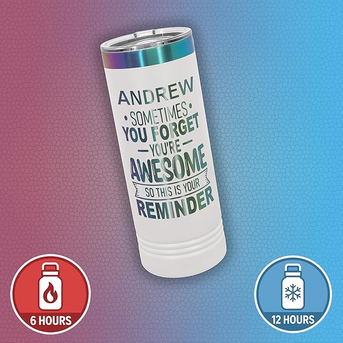Personalized Inspirational Tumbler, Inspirational Gifts for Men Dad Father Wife Sister Women, Custom Birthday For Him Her, Customized You?셱e Awesome Tumbler, Teacher Coworker Gifts 22oz White Prism