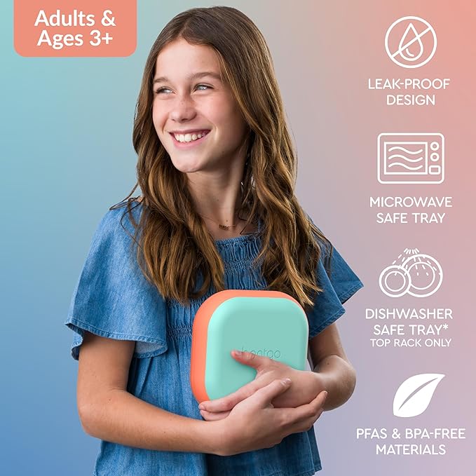 Bentgo Chill Mini Leak-Proof Lunch Box ??Built-In Ice Pack Keeps Food Cold, 2.7-Cup Capacity for Snacks or Sandwich, 3 or 4 Compartments, PFAS & BPA-Free, Ideal for Adults & Kids 3+ (Seaside Papaya)