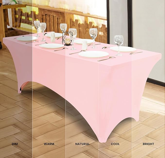 Utopia Kitchen Spandex Tablecloth 2 Pack [4FT, Pink] Tight, Fitted, Washable and Wrinkle Resistant Stretch Table Cloth Rectangle Cover for Trade Show, Weddings & Parties [48Lx30Wx30H Inch]